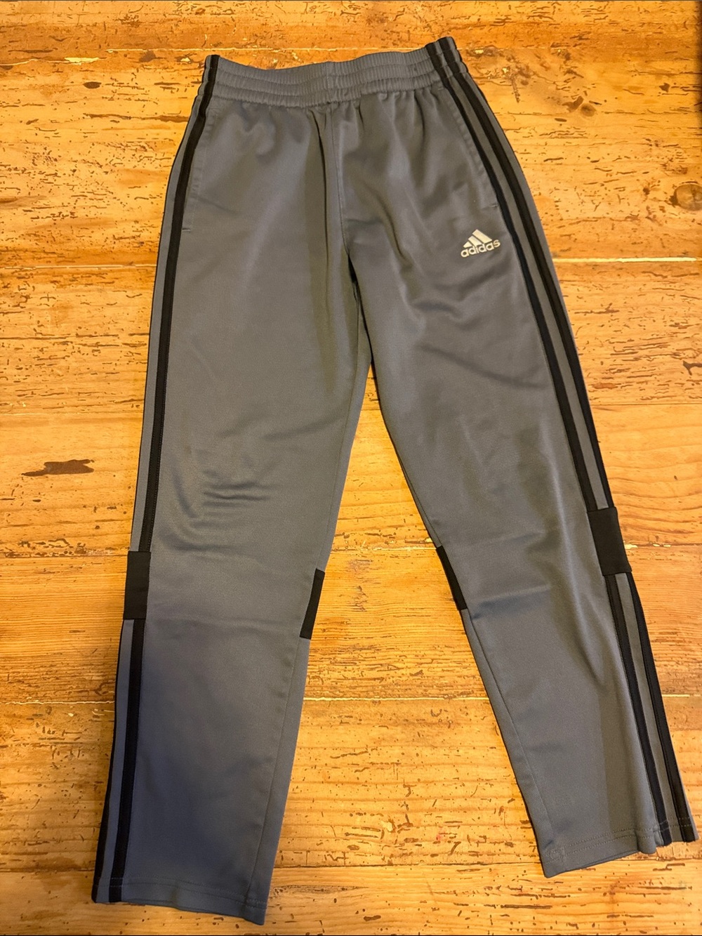 adidas Gray Kids Joggers with Black Side Stripes